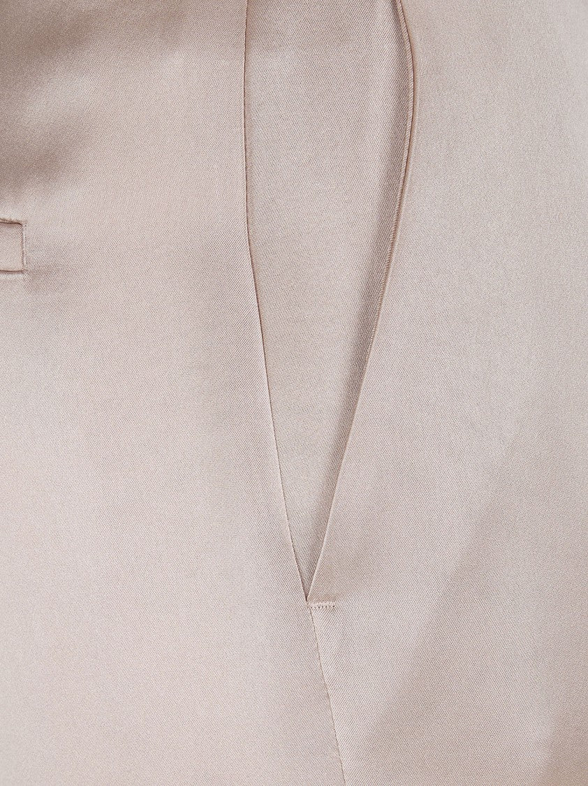 Pinko Lustrous Satin Trousers With Concealed Closure And Pressed Crease