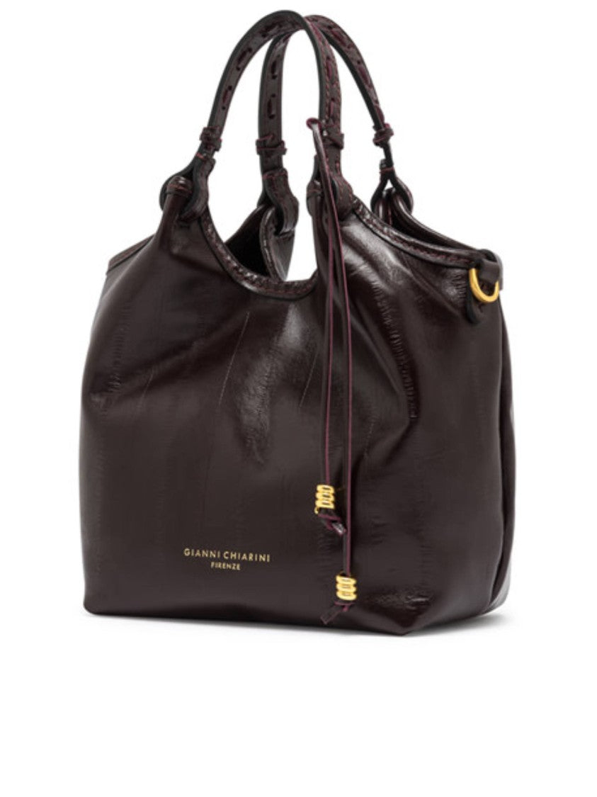 Gianni Chiarini Burgundy Handbag With Braided Handle