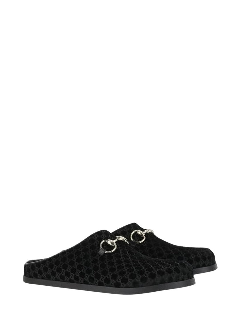 Gucci Black Velvet Slip-On Mules