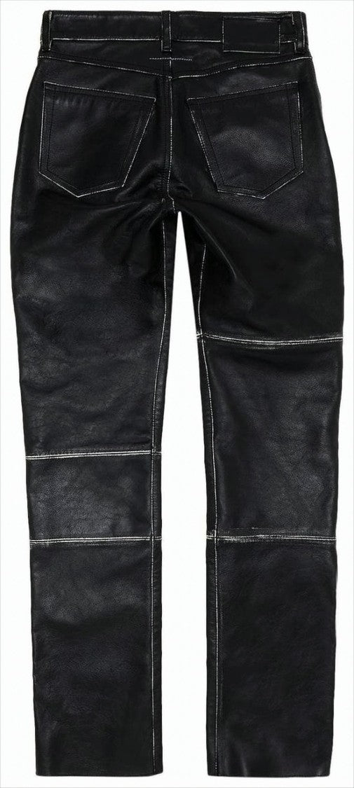 Mm6 By Maison Margiela Knee-Length Leather Shorts With Paneled Detailing