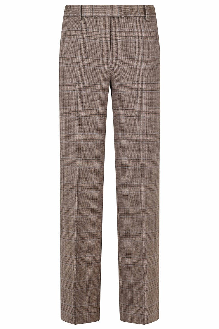 Circolo 1901 Brown Checkered Straight-Leg Pants With Classic Fit