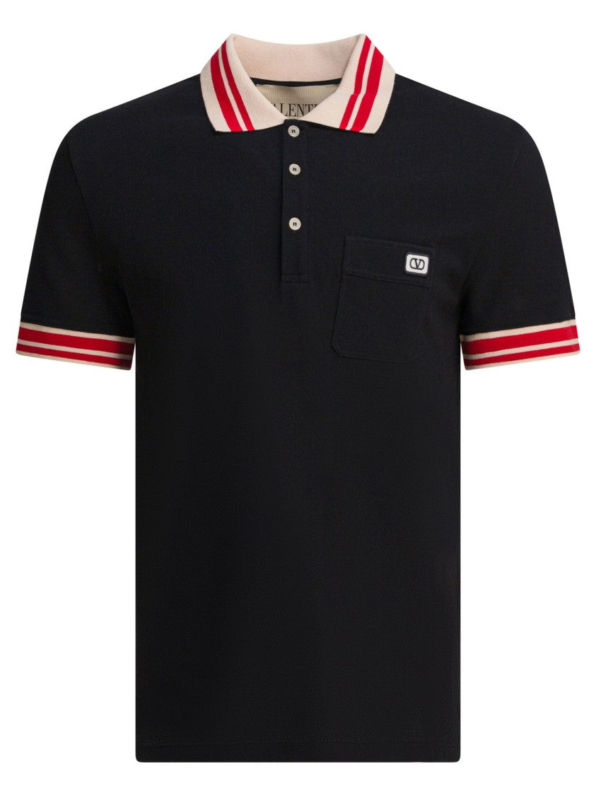 Valentino Short-Sleeve Polo Shirt With Contrast Collar