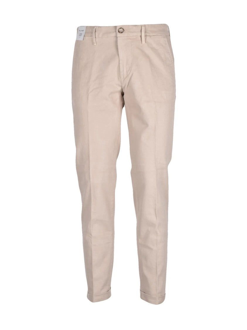 Re-Hash Beige Trousers With Slim Fit And Tapered Leg Design