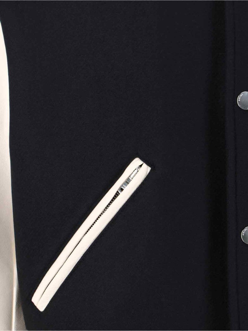 Amiri Varsity Jacket With White Contrasting Sleeves And Embroidered Detailing