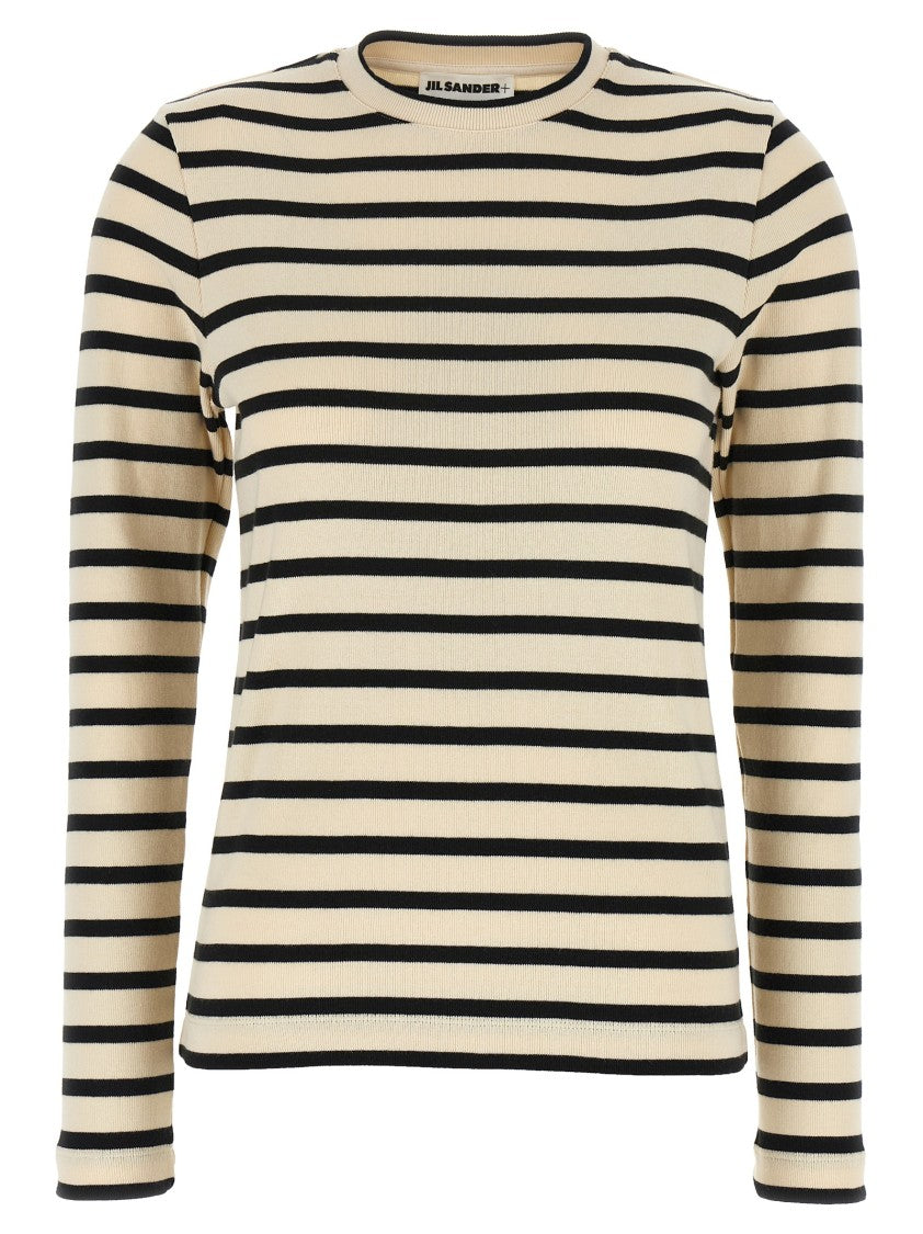 Jil Sander Striped Cotton Knitwear With Logo Detail