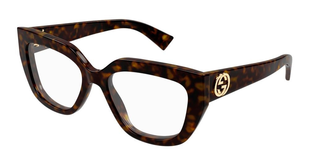 Gucci Havana Tortoiseshell Pattern Oversized Cat-Eye Eyeglasses
