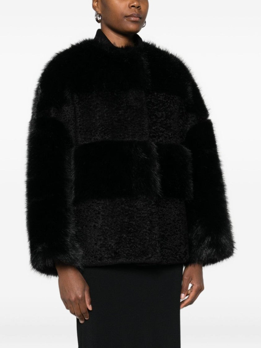 Valentini 1972 Textured Short Coat With Plush Panels