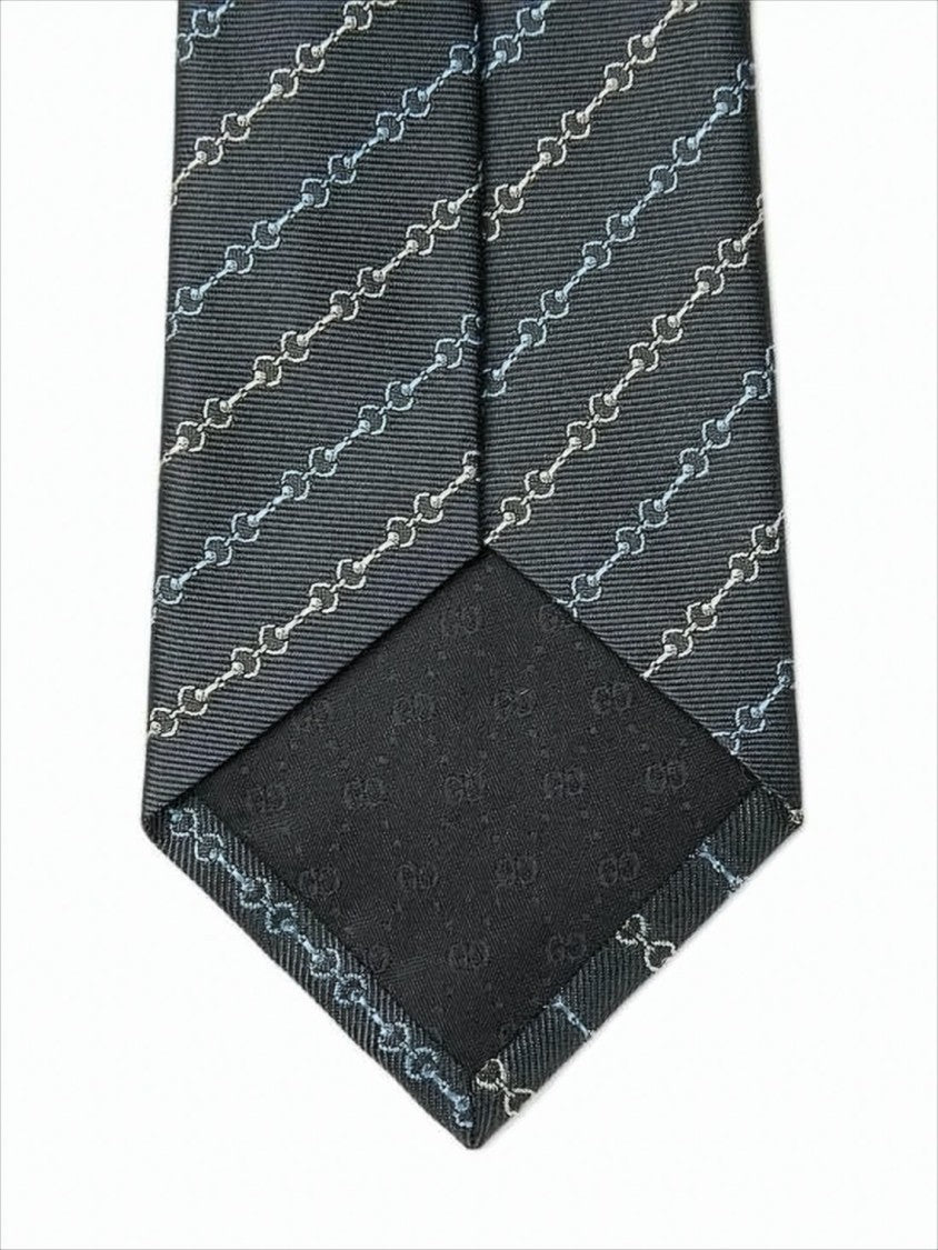 Gucci Interlocking Chain Link Pattern Silk Tie