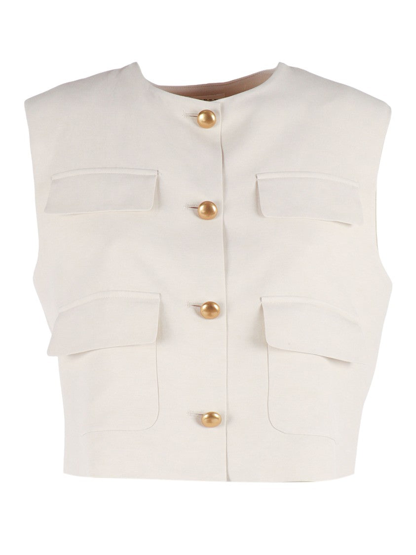 P.A.R.O.S.H. Boxy Cropped Four Pocket Gilet Vest