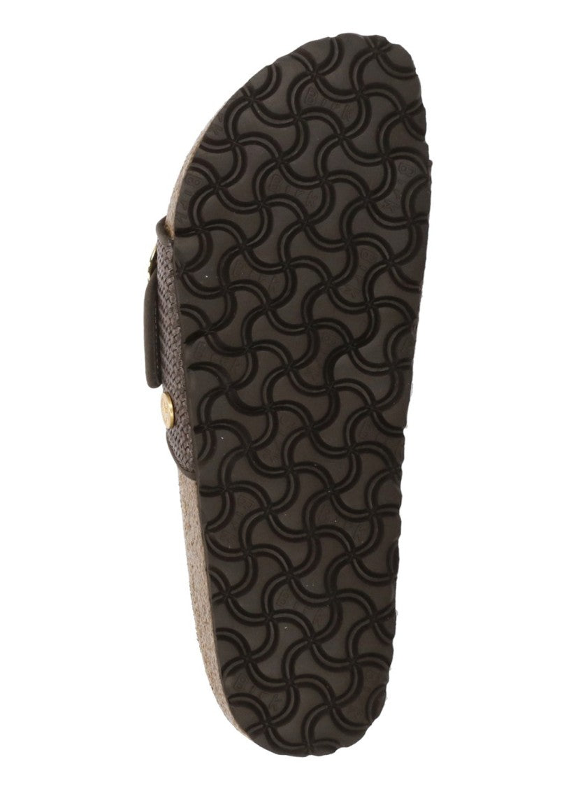 Birkenstock Brown Madrid Big Buckle Raffia Sandals