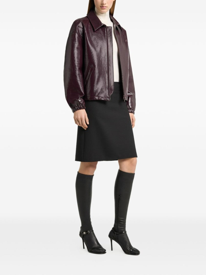 Courrèges Cropped Glossy Classic Collar Jacket