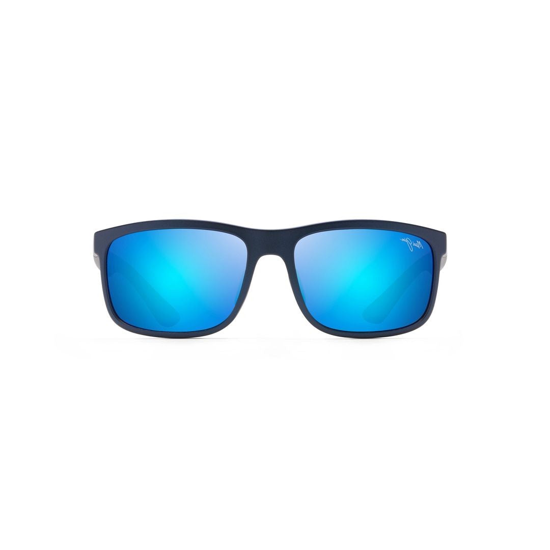 Maui Jim Huelo Matte Finish Rectangular Sunglasses With Blue Mirrored Lenses