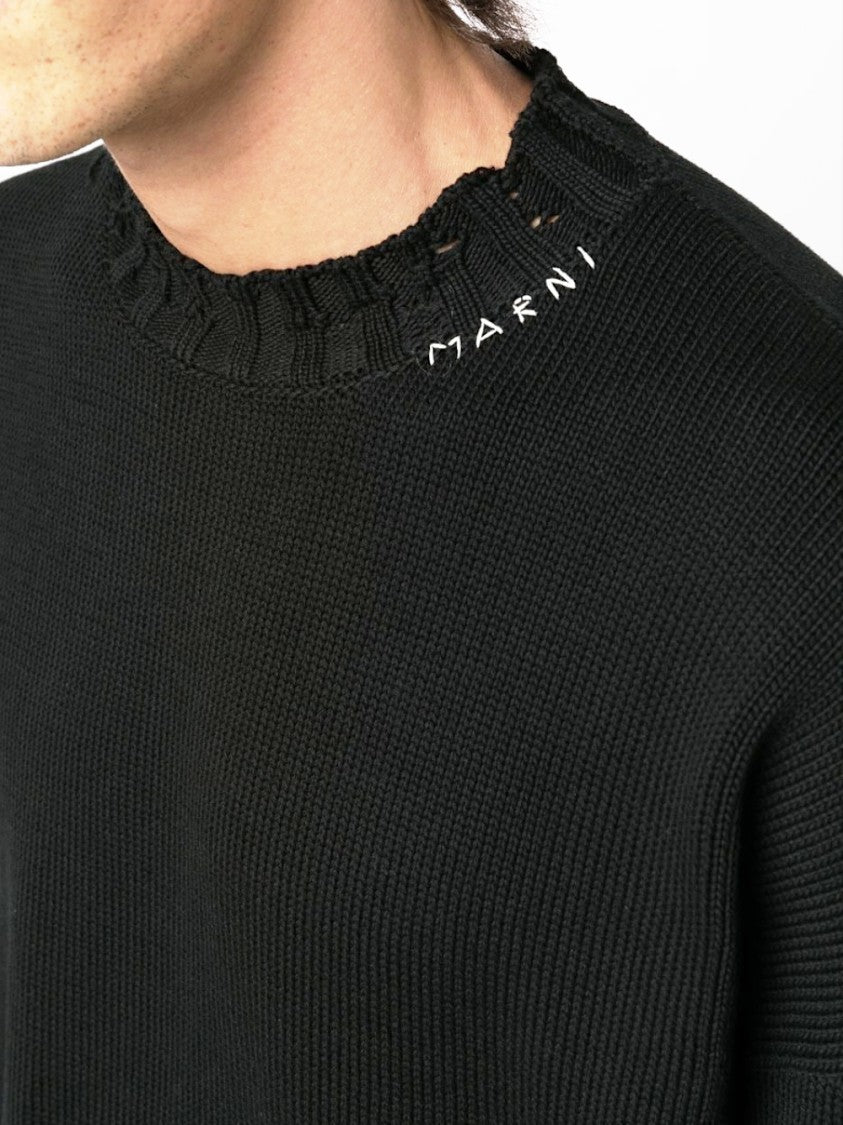 Marni Relaxed Fit Black Cotton Sweater