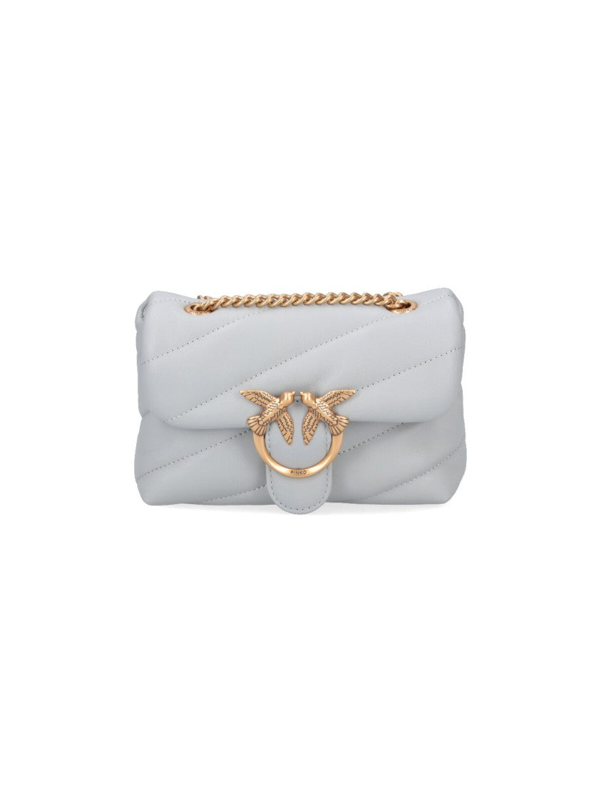 Pinko Mini Shoulder Bag With Padded Quilted Design And Golden Emblem