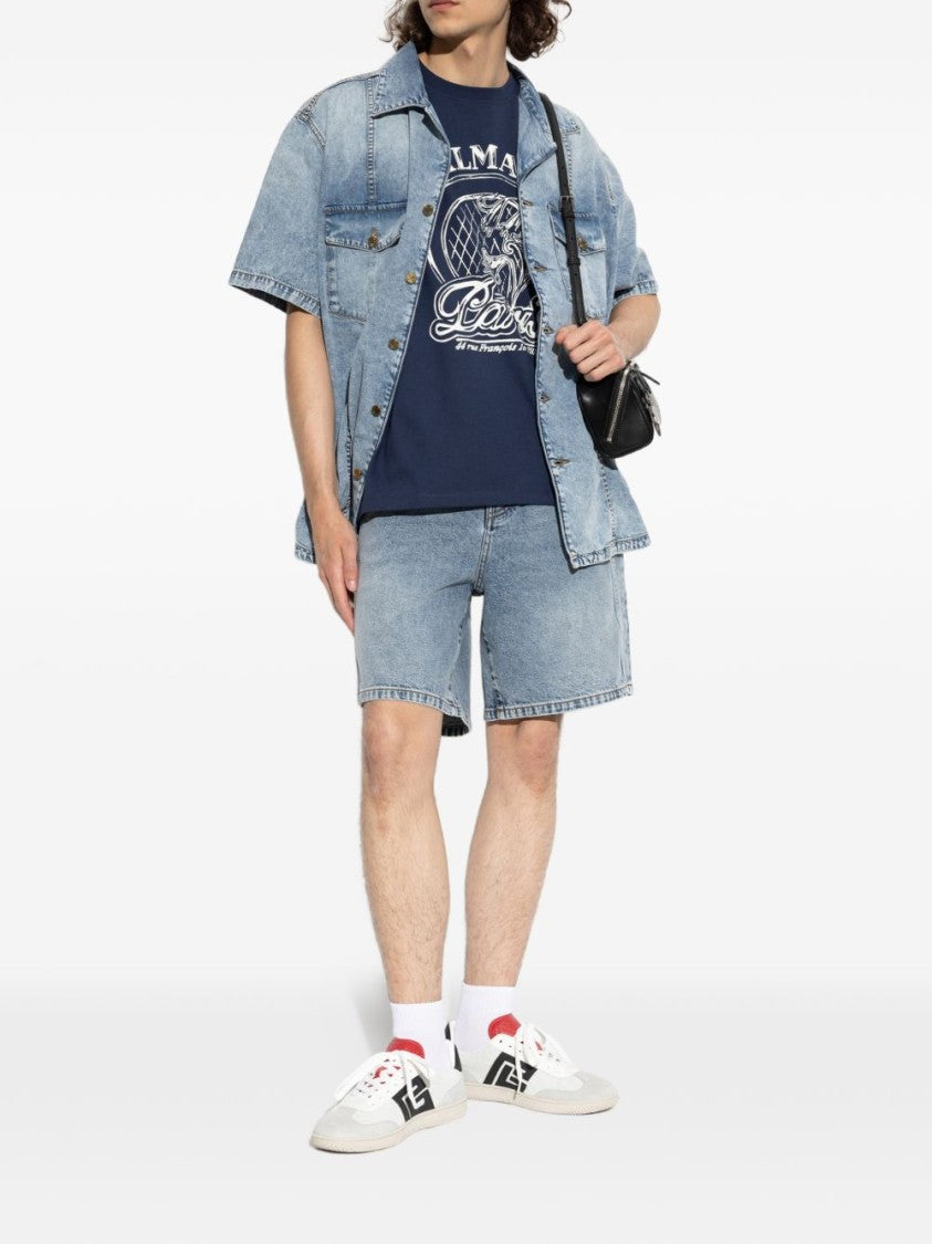 Balmain Navy Blue Vintage Cotton T-Shirt