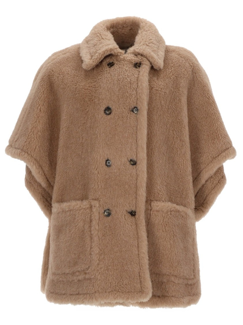 Max Mara Horse4 Double-Breasted Alpaca Poncho