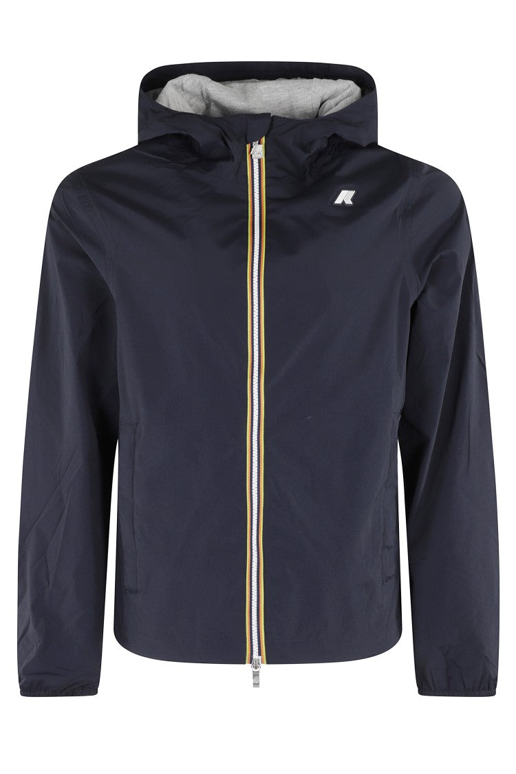K-Way Nylon Jacket With Hood And Central Double-Slider Zipper