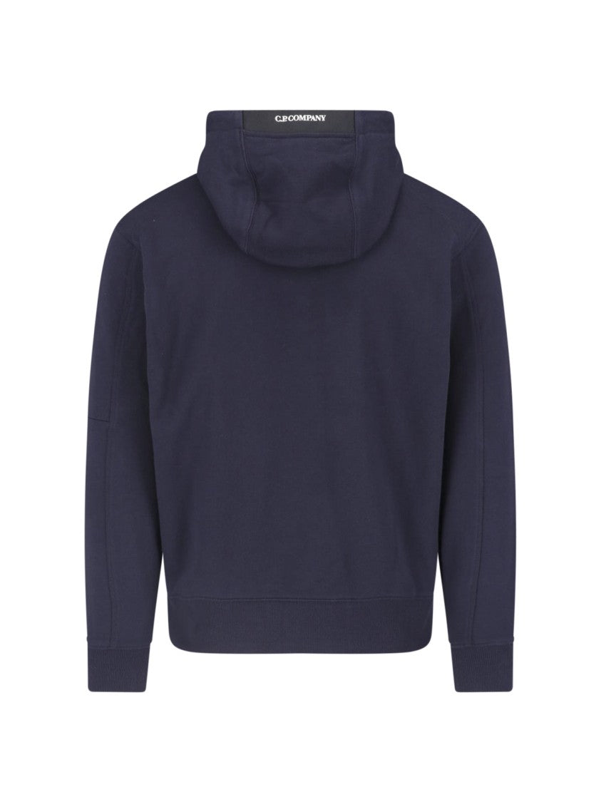 C.P. Company Blue Cotton Logo Hoodie