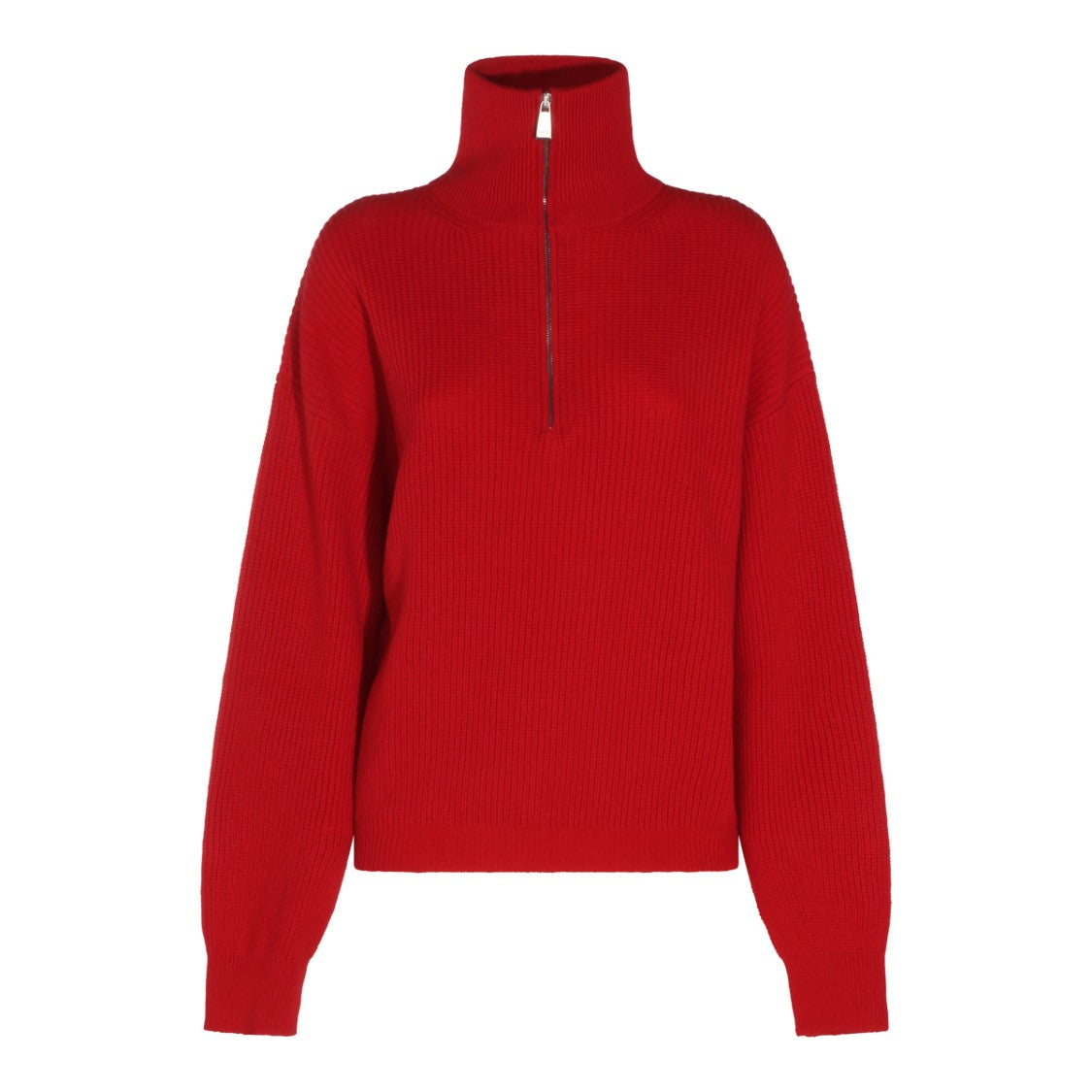 Malo Power Red Half-Zip Cashmere Turtleneck Top
