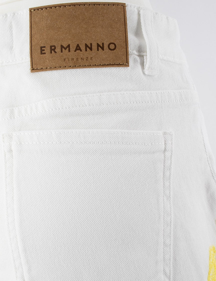 Ermanno Firenze Cotton Shorts With Floral Lace Appliqués