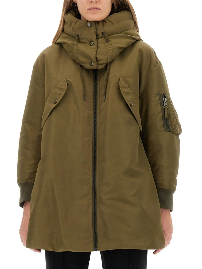 Aspesi Green Bomber Jacket With Detachable Hood