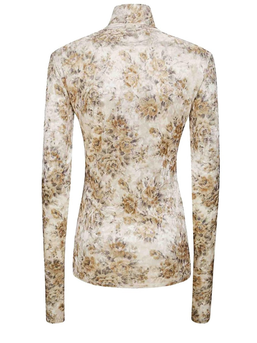 Ganni Recycled Polyester-Blend Sheer Floral Top