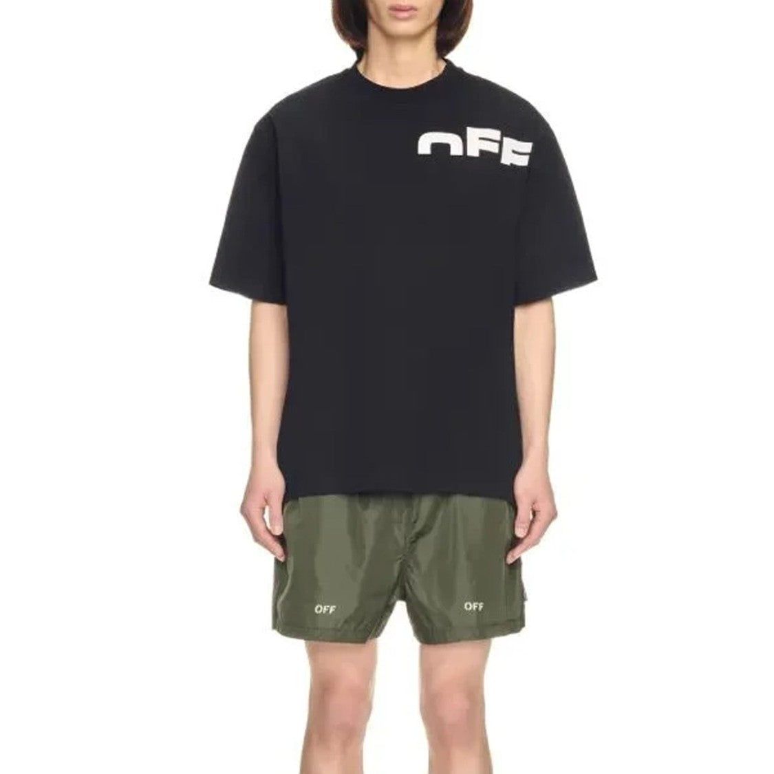Off-White Contrast Logo Print T-Shirt With Relaxed Fit