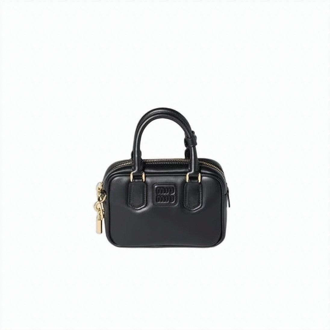 Miu Miu Small Structured Shoulder Bag With Embossed Logo And Gold-Tone Accents