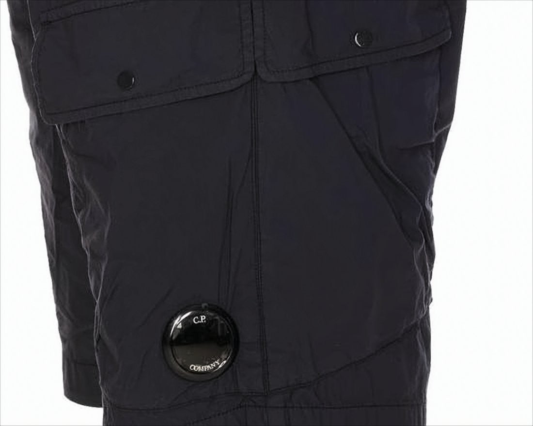 C.P. Company Tailored Fit Black Shorts With Unique Lens Detail