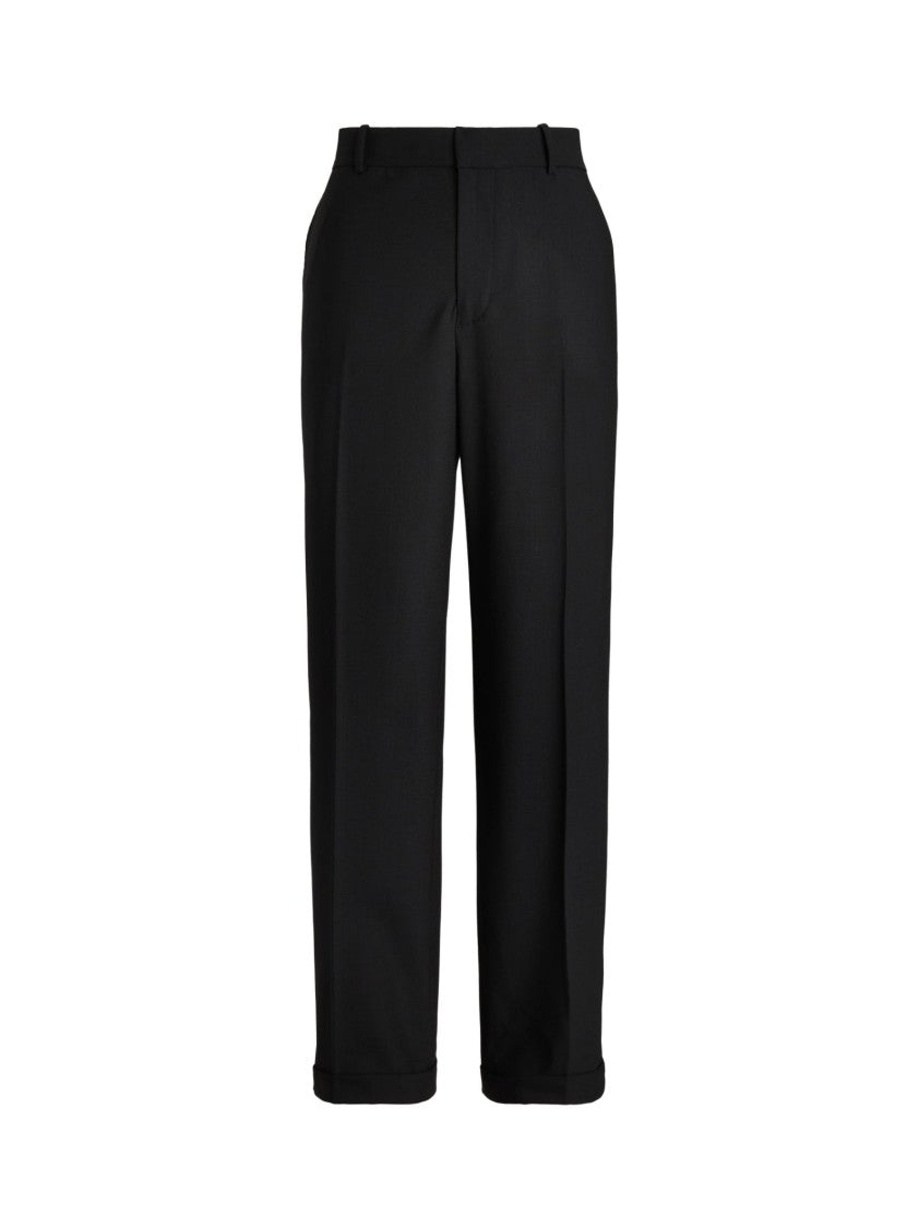 Polo Ralph Lauren Tailored Black Stretch Trousers With Turn-Up Hems