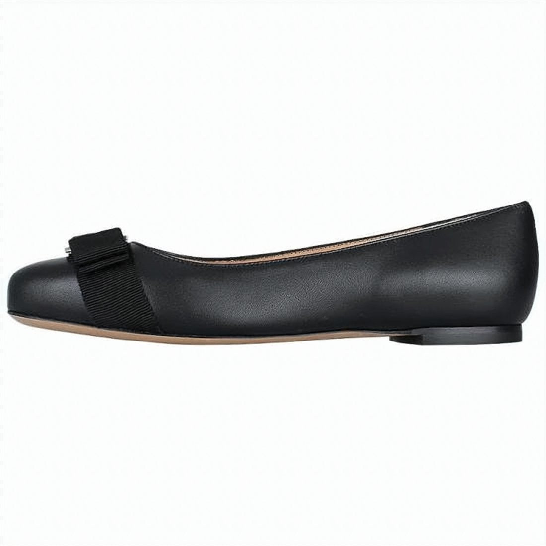 Salvatore Ferragamo Nappa Leather Flats With Grosgrain Bow