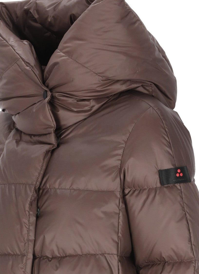 Peuterey Brown Tucano Hooded Quilted Down Jacket