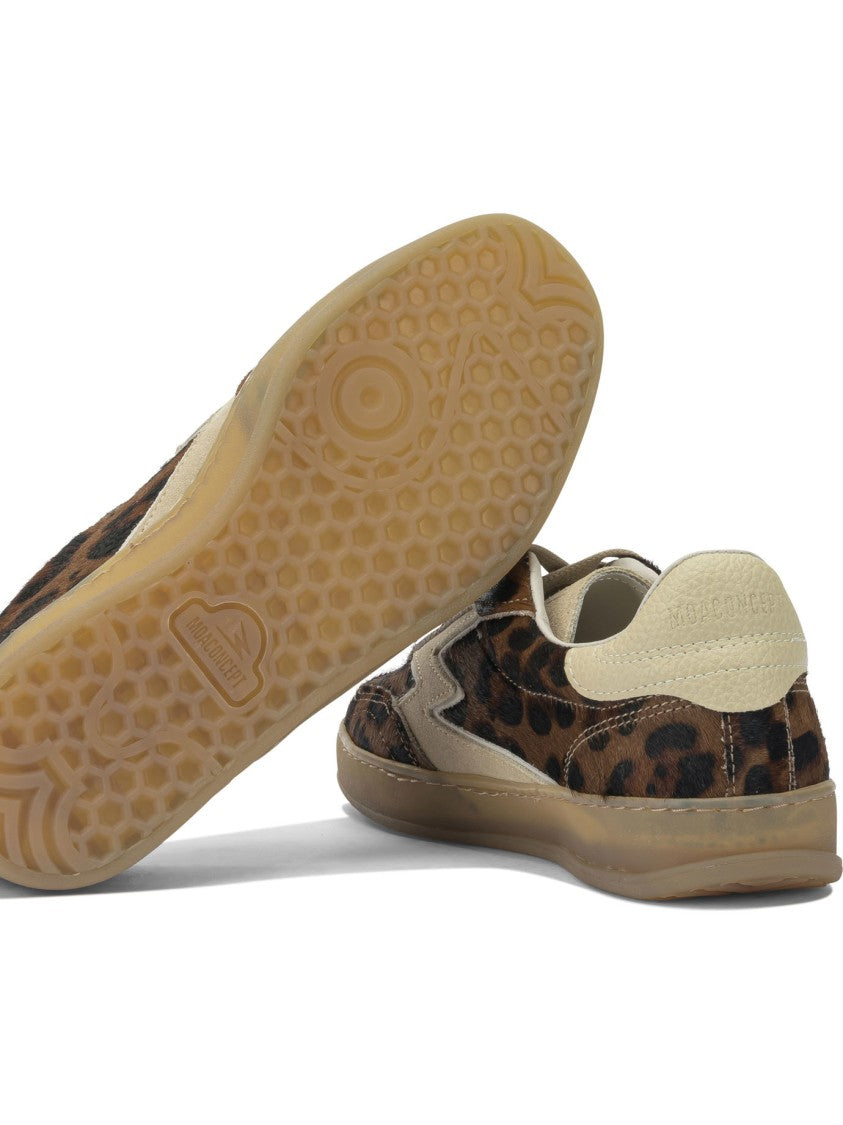 Moaconcept Leopard Print Leather Sneakers With Translucent Sole