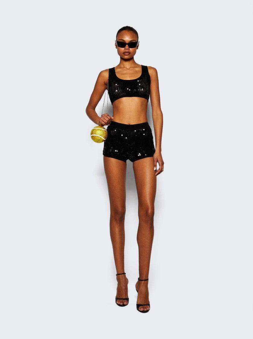 David Koma Sequin Knit Shorts - Black