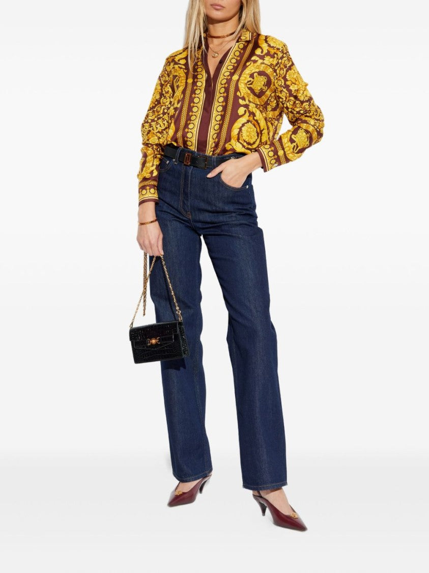 Versace Silk And Nylon Blend Knit Top