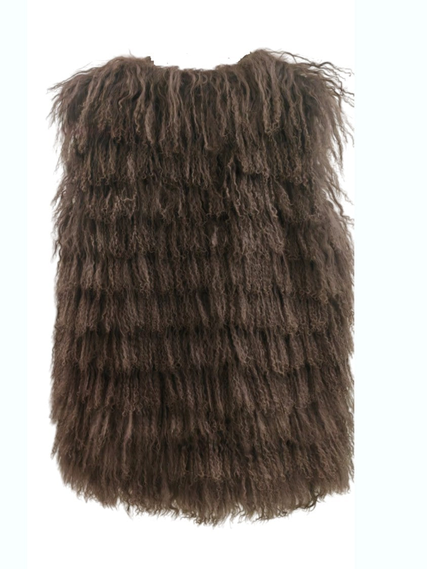 Mehran Textured Shaggy Fur-Like Vest
