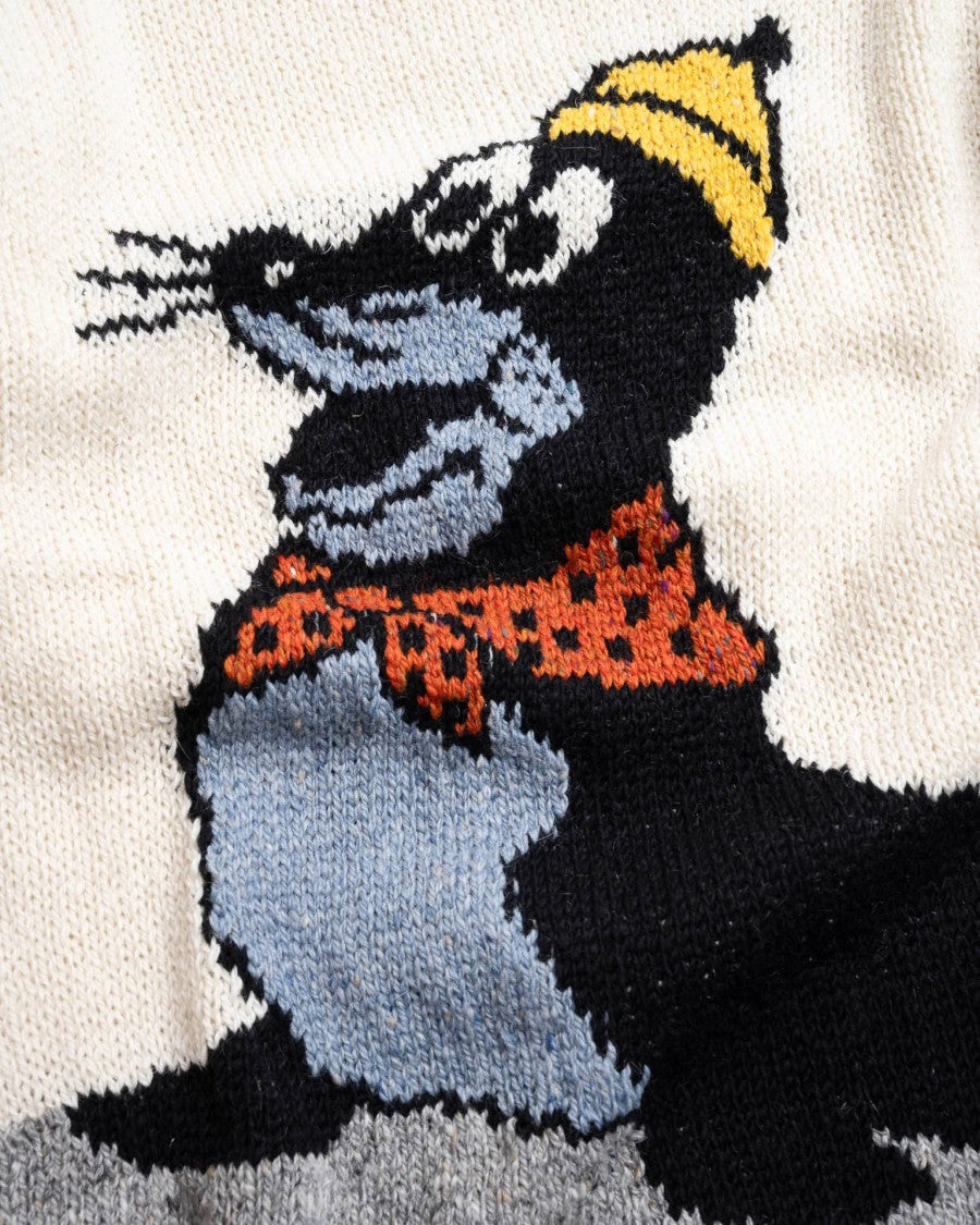 Howlin Seal Jacquard Mohair-Wool Crewneck Sweater