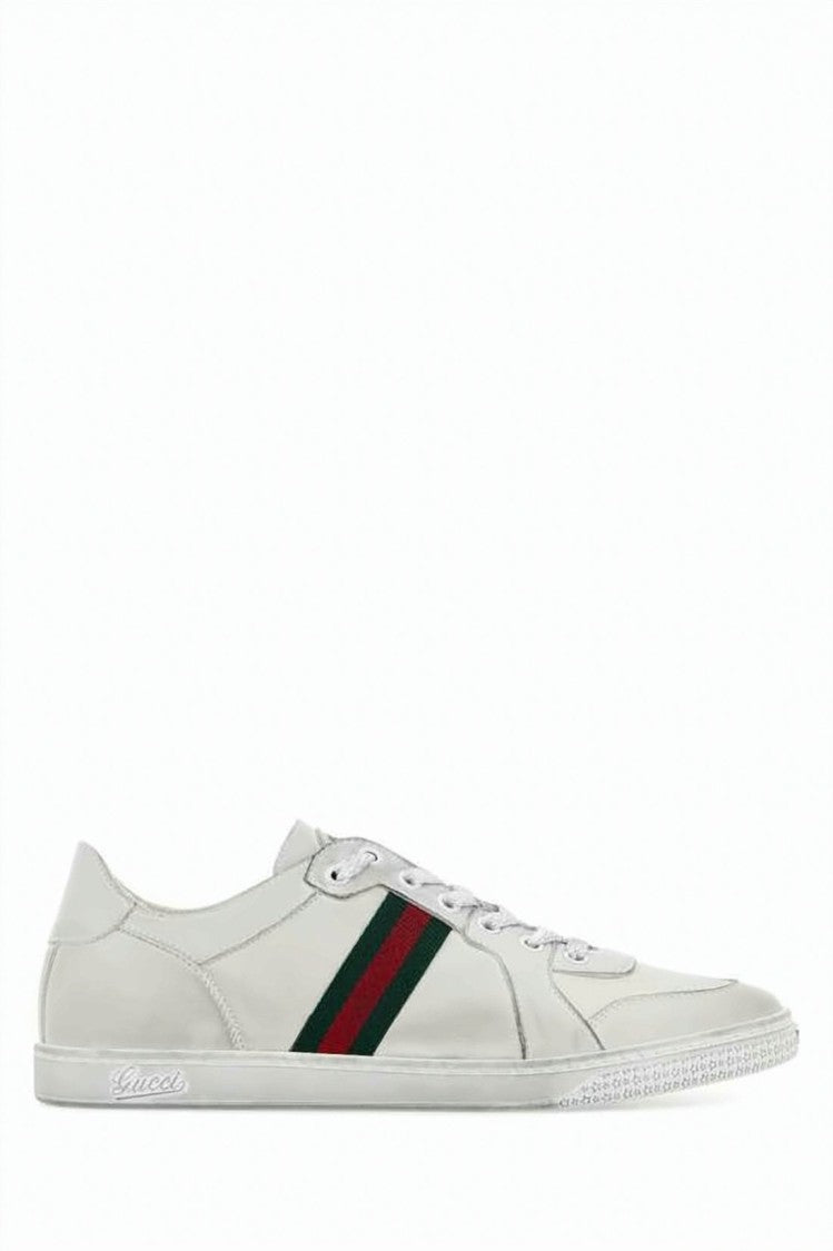 Gucci Gucci Leather Low-Top Sneakers With Iconic Stripe Detail