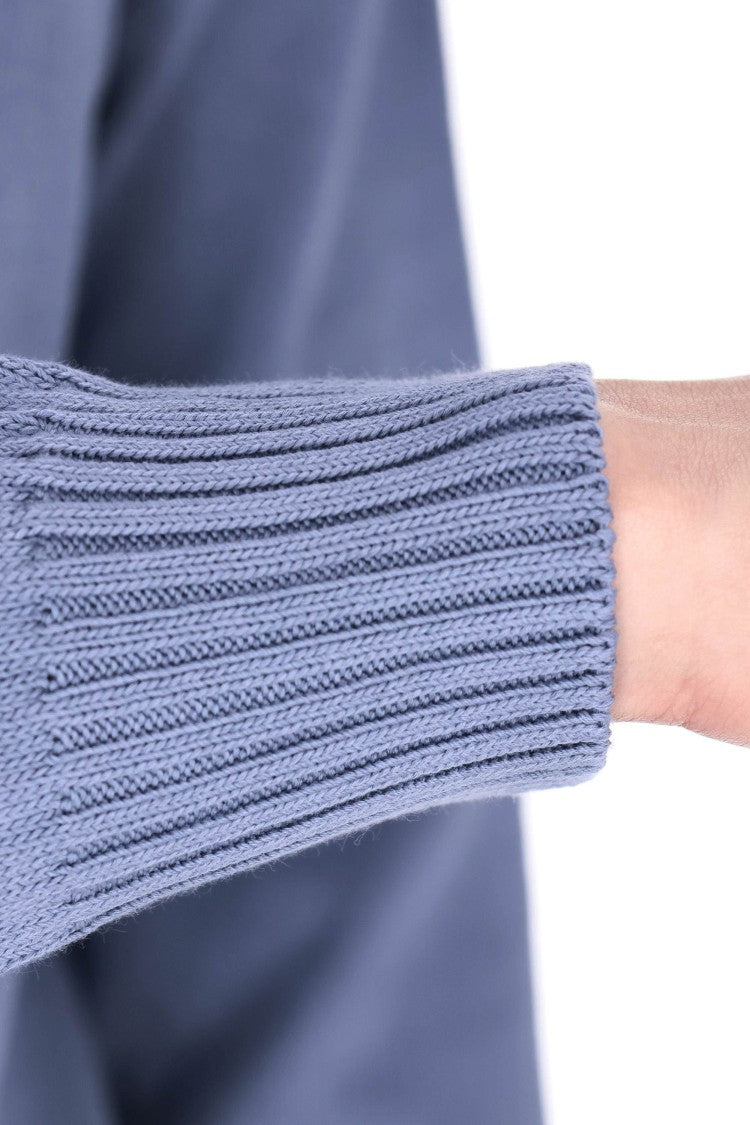 Drumohr Denim Gauge 8 Cotton Crewneck Sweater