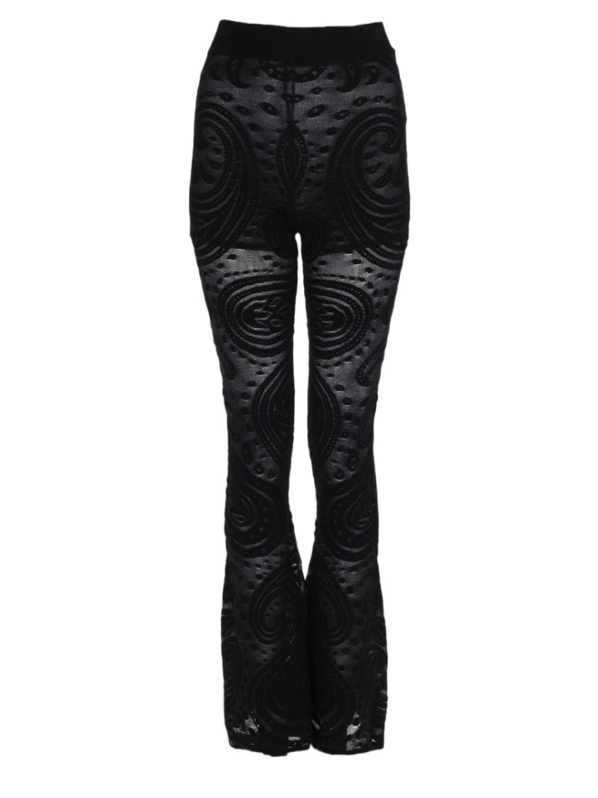 Etro Fitted Flared Trousers With Sheer Velvet Pattern