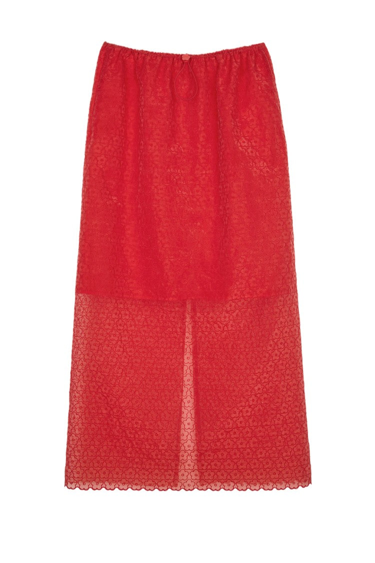 Cecilie Bahnsen Floral Midi Skirt With Semi-Sheer Texture