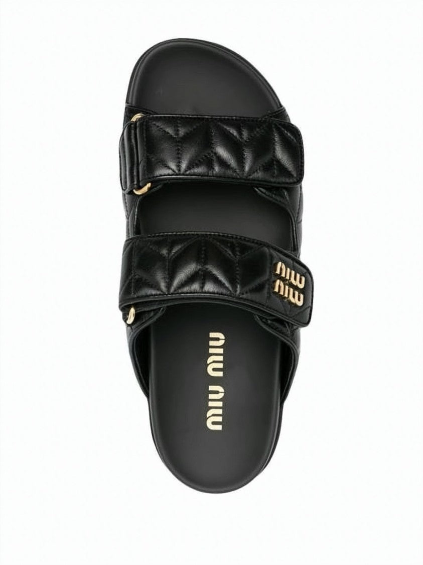 Miu Miu Quilted Calf Leather Sandals With Adjustable Straps