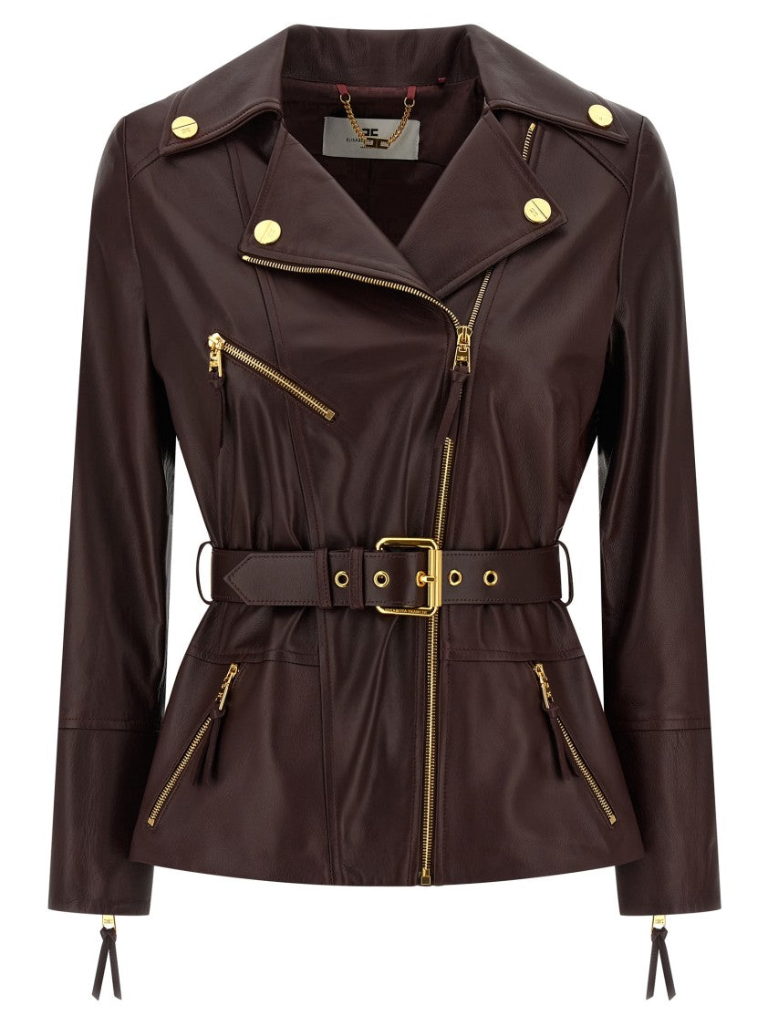 Elisabetta Franchi Leather Biker Jacket