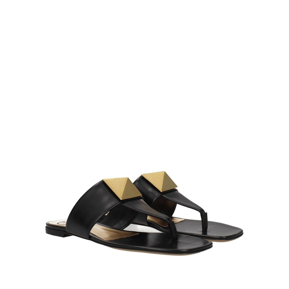 Valentino One Stud Leather Thong Sandals