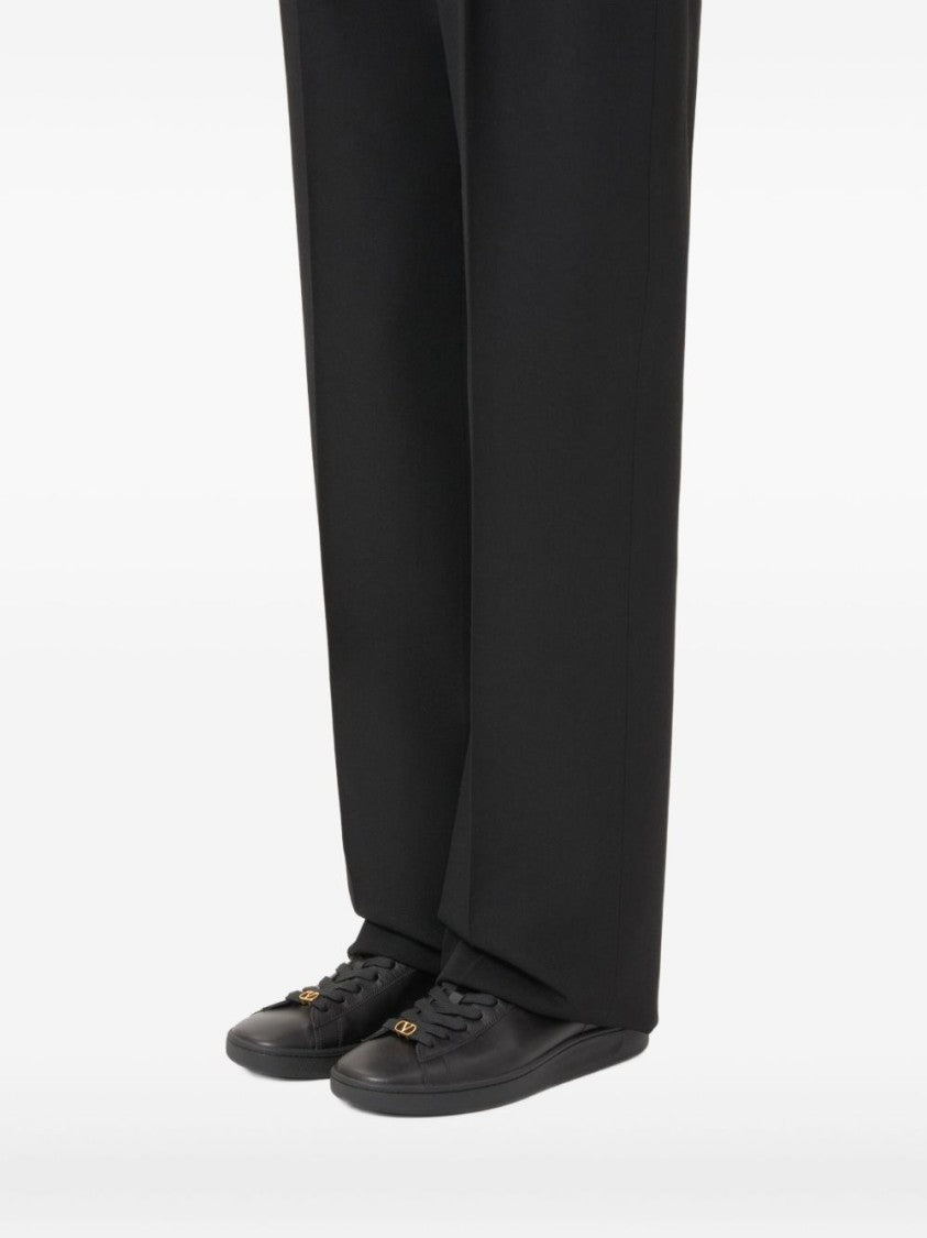 Valentino Garavani Black Leather Lace-Up Royco Sneakers With Vlogo Signature