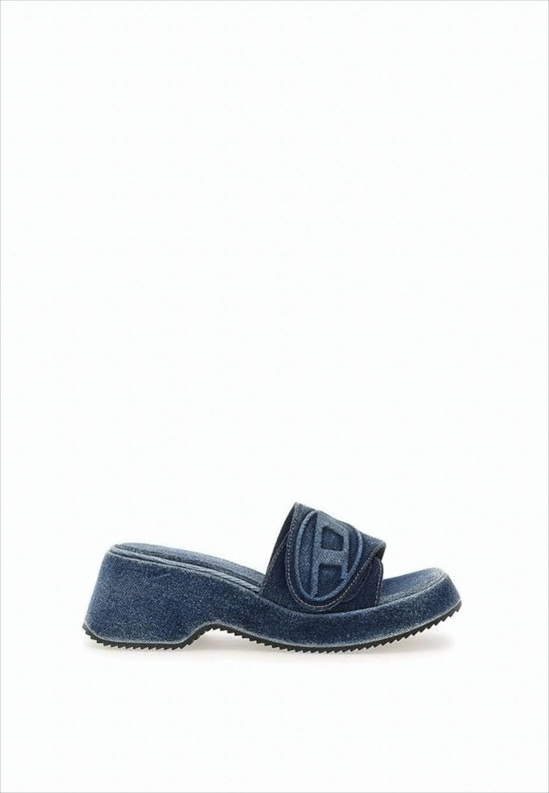Diesel Denim-Inspired Cotton Sandals With Logo Detail
