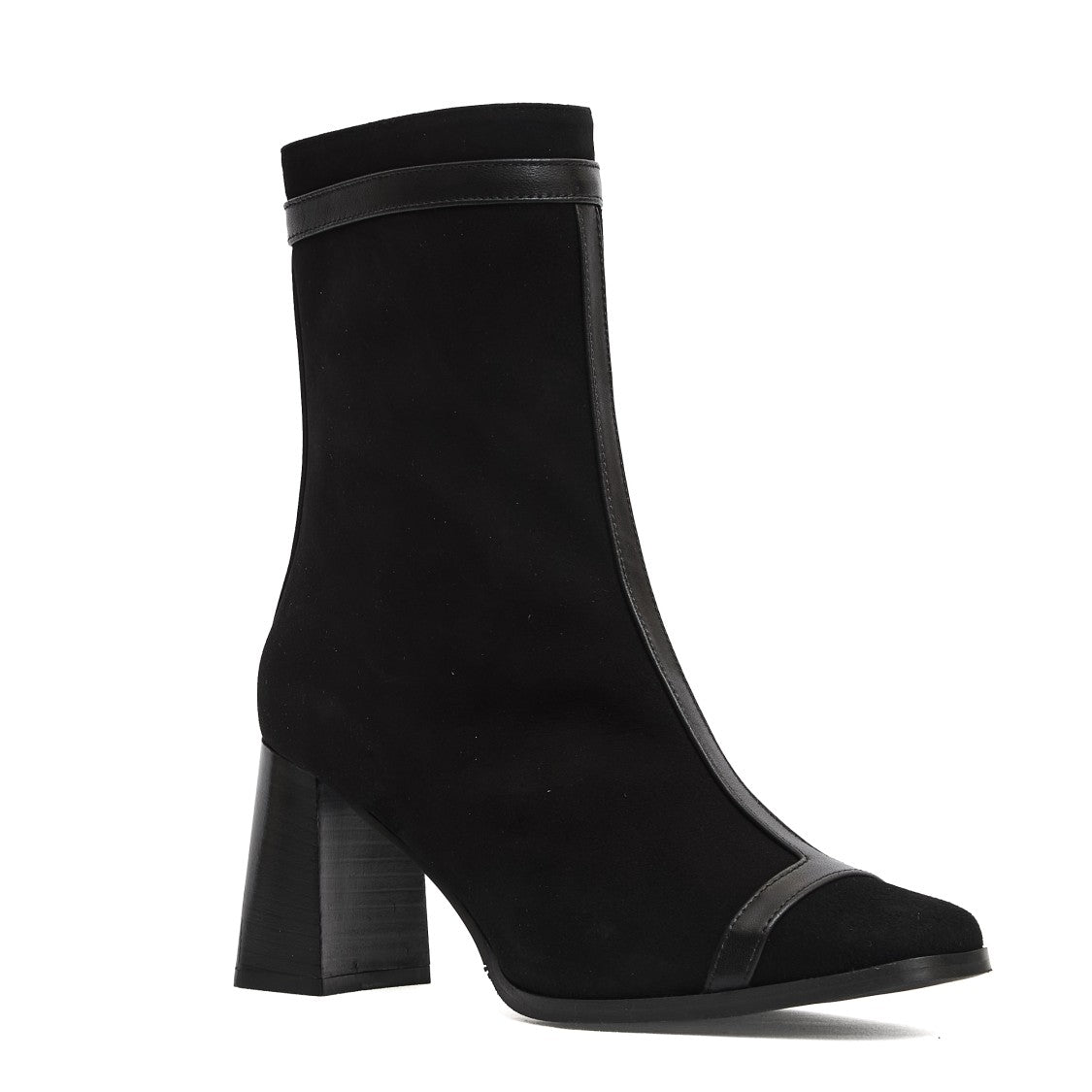 Carel Paris Ankle Boot With Graphic 'T' Cut And Flared Heel