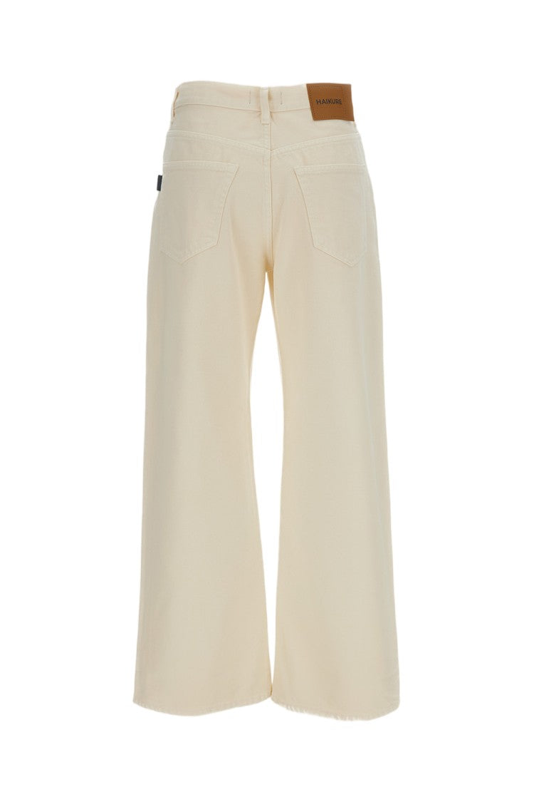 Haikure Cream Five-Pocket Trousers With Mid Rise