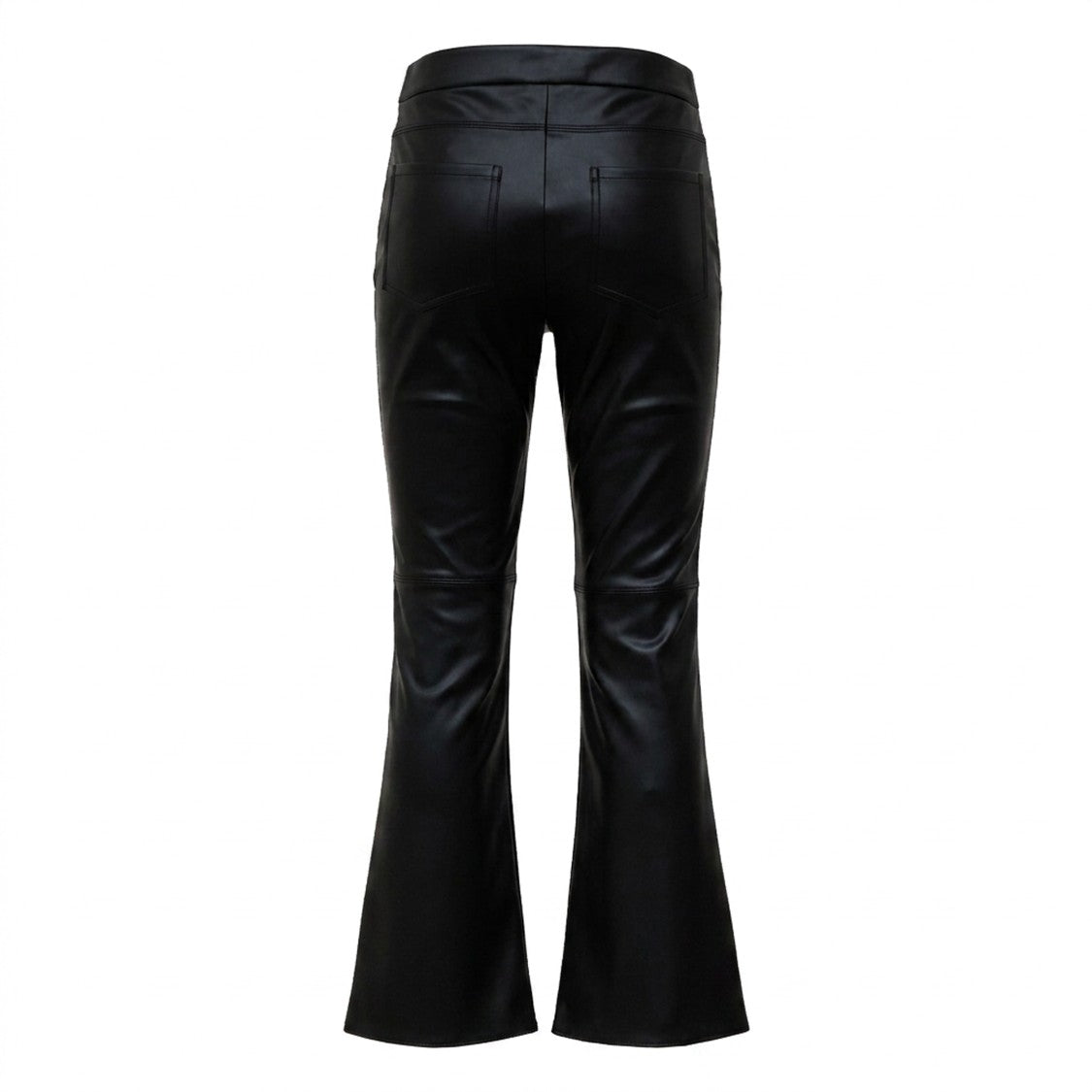 Max Mara Flared Cropped Black Pants In Coated Jersey Fabric