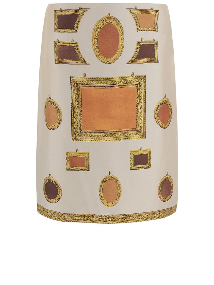 Versace Ornate Frame-Print Silk Mini Skirt